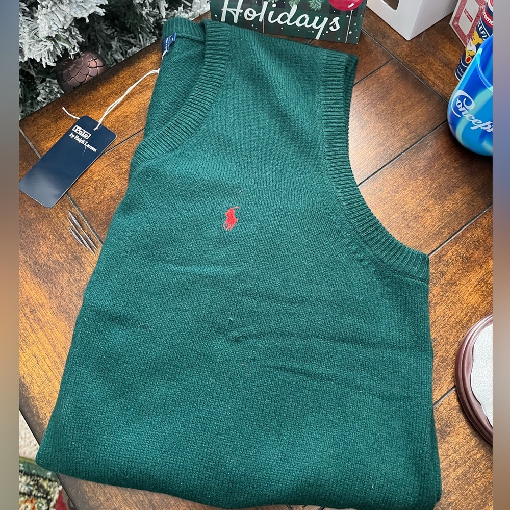 Polo Ralph Lauren Green Wool Vest, Size L